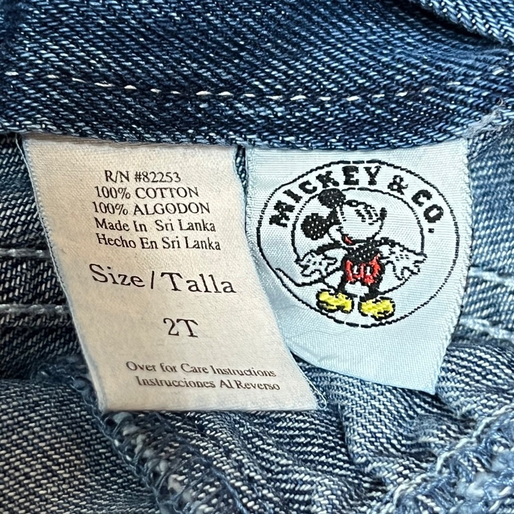 Y2K Vintage Disney Mickey Mouse Denim Overalls Floral Embroidered Velvet Size 2T - Picture 9 of 10